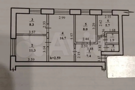 4-к. квартира, 62 м², 1/5 эт.