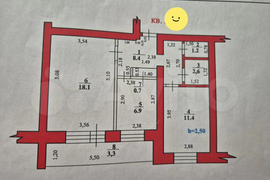 2-к. квартира, 49,6 м², 4/9 эт.