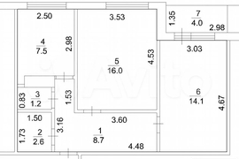 2-к. квартира, 50,1 м², 6/9 эт.