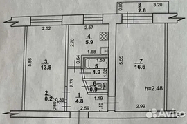 2-к. квартира, 45 м², 5/5 эт.