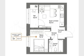 1-к. квартира, 32,4 м², 12/17 эт.