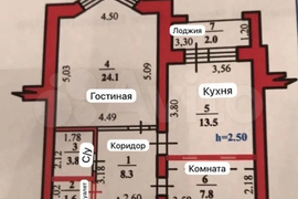2-к. квартира, 59,1 м², 2/5 эт.